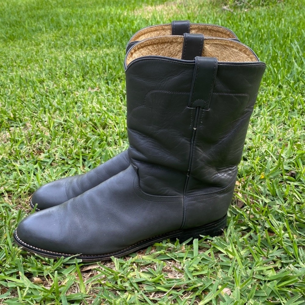 Tony Lama Mens Black Leather Roper Western Cowboy Boots 7703M Size 13 B